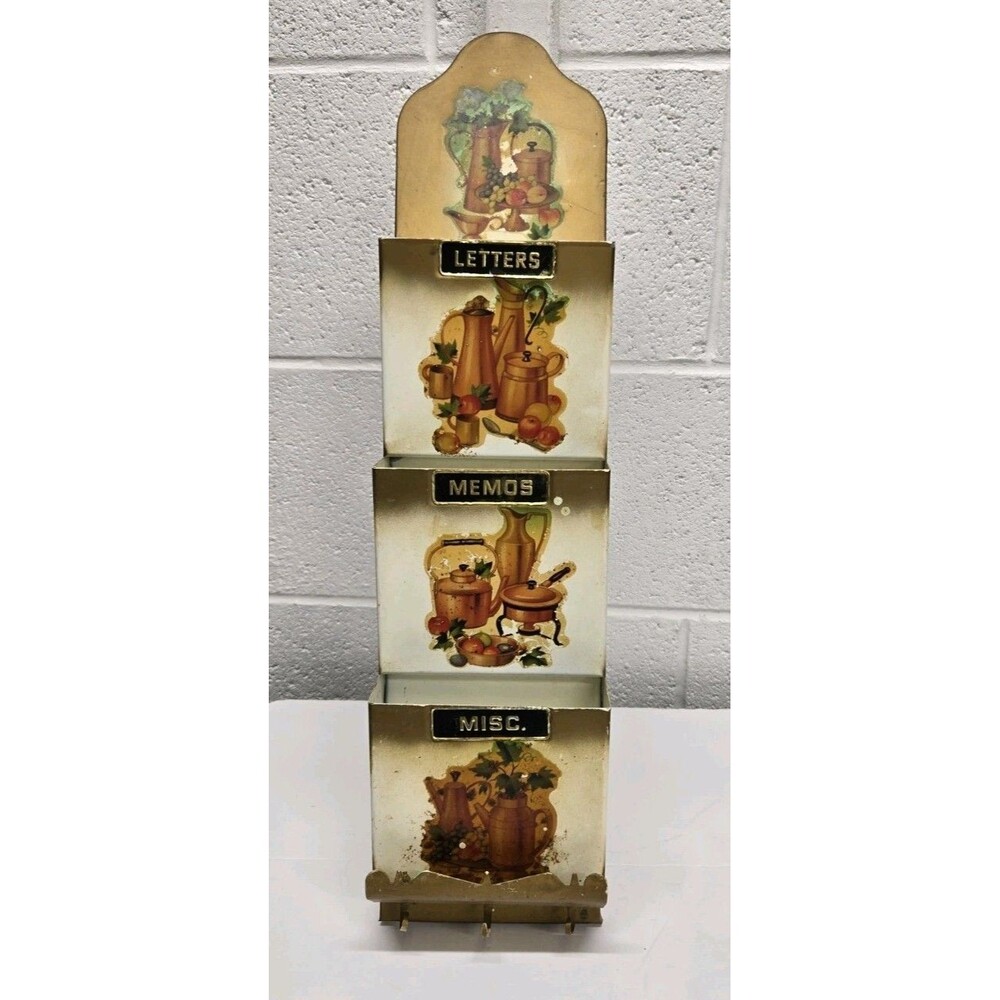 Vintage Metal Wall Cabinet 3 Slot Kitchen Life Decor Wall Hanging